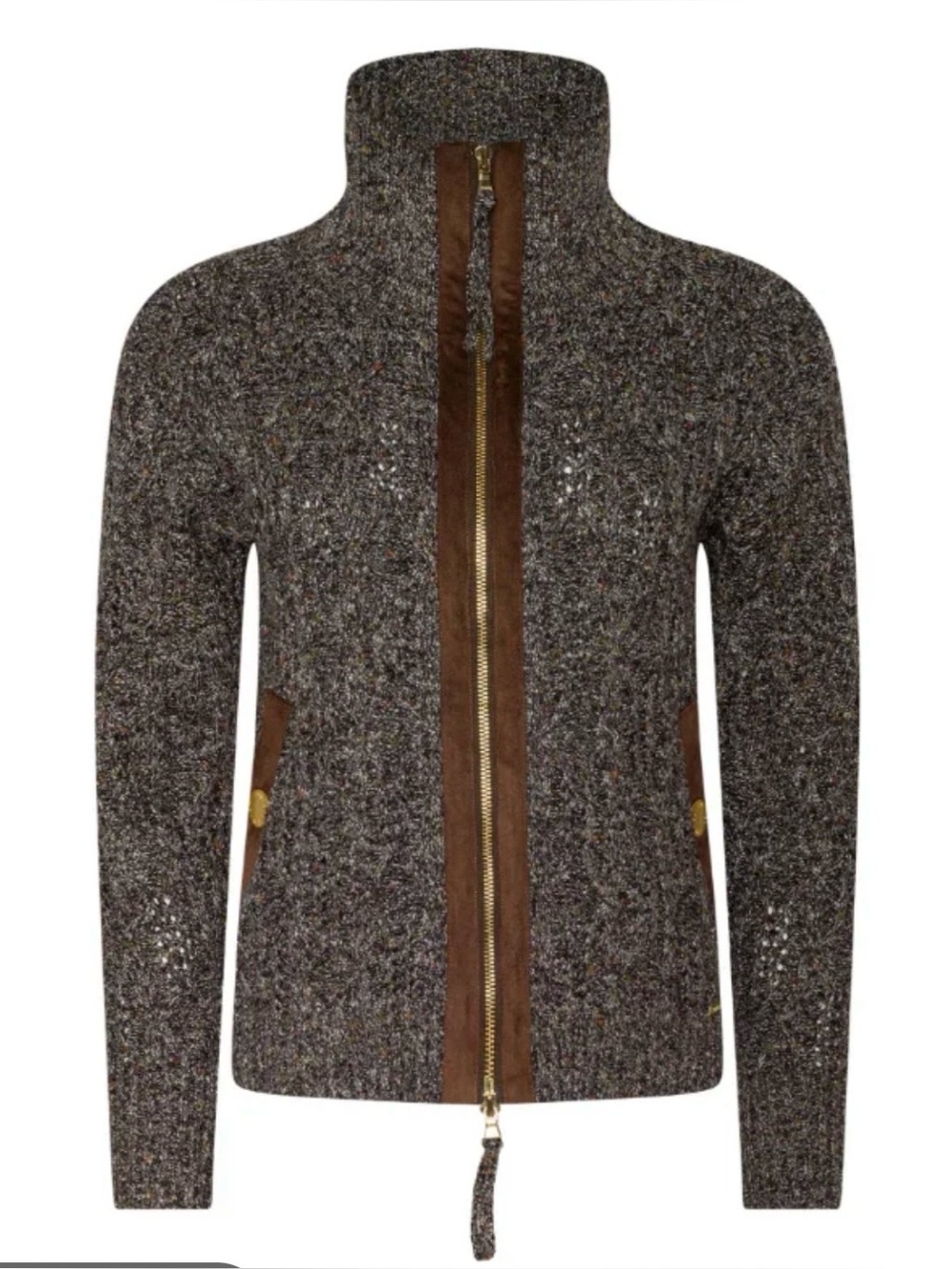 L'Agence Shiloh Front Zip Cardigan with Faux Suede Trim